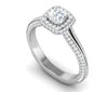 Jewelove™ Rings VVS G / Women's Band only 0.50 cts. Cushion Solitaire Double Halo Split Shank Platinum Ring JL PT RH CU 258