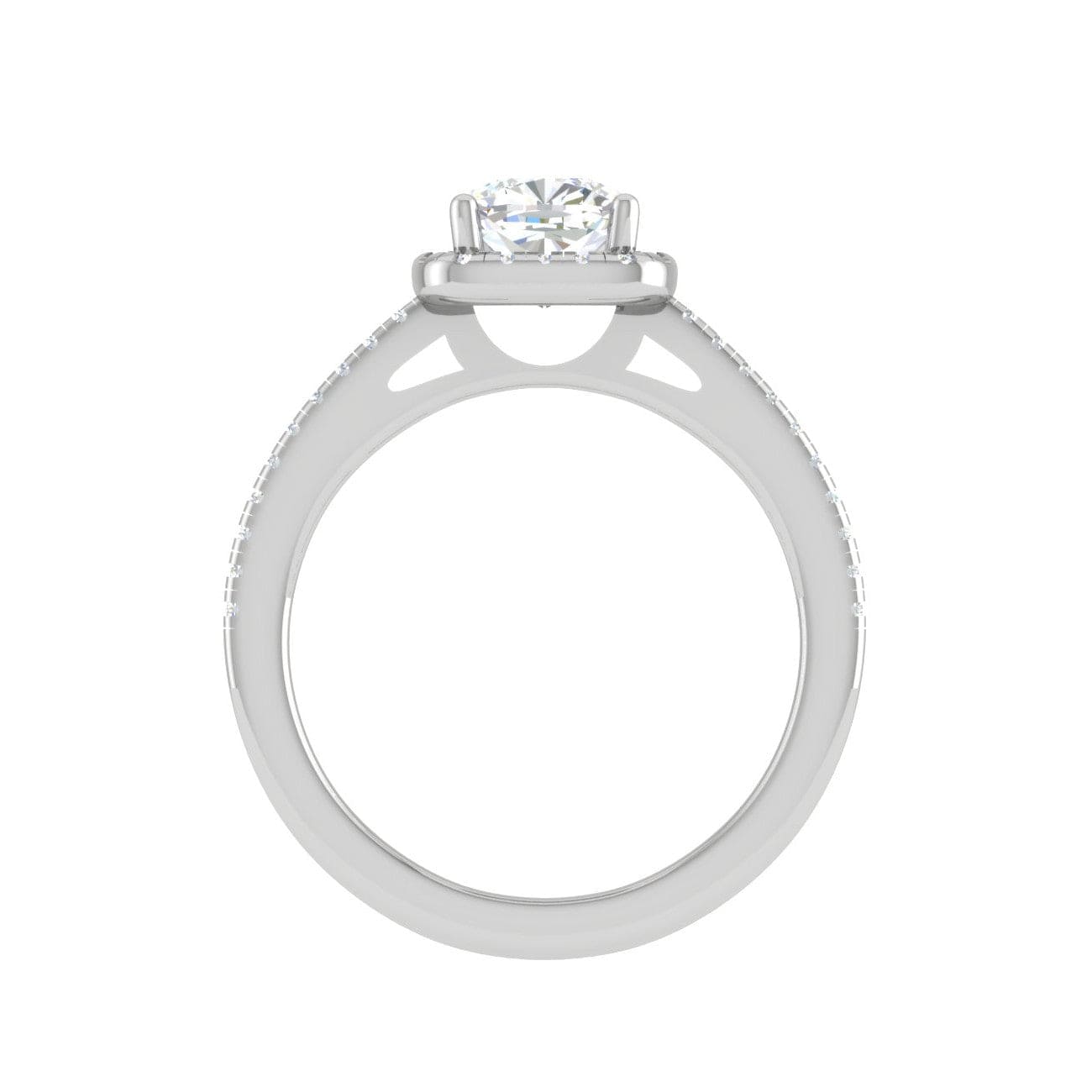 Jewelove™ Rings VVS G / Women's Band only 0.50 cts. Cushion Solitaire Halo Diamond Shank Platinum Ring JL PT RH AS 121