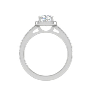 Jewelove™ Rings VVS G / Women's Band only 0.50 cts. Cushion Solitaire Halo Diamond Shank Platinum Ring JL PT RH AS 121