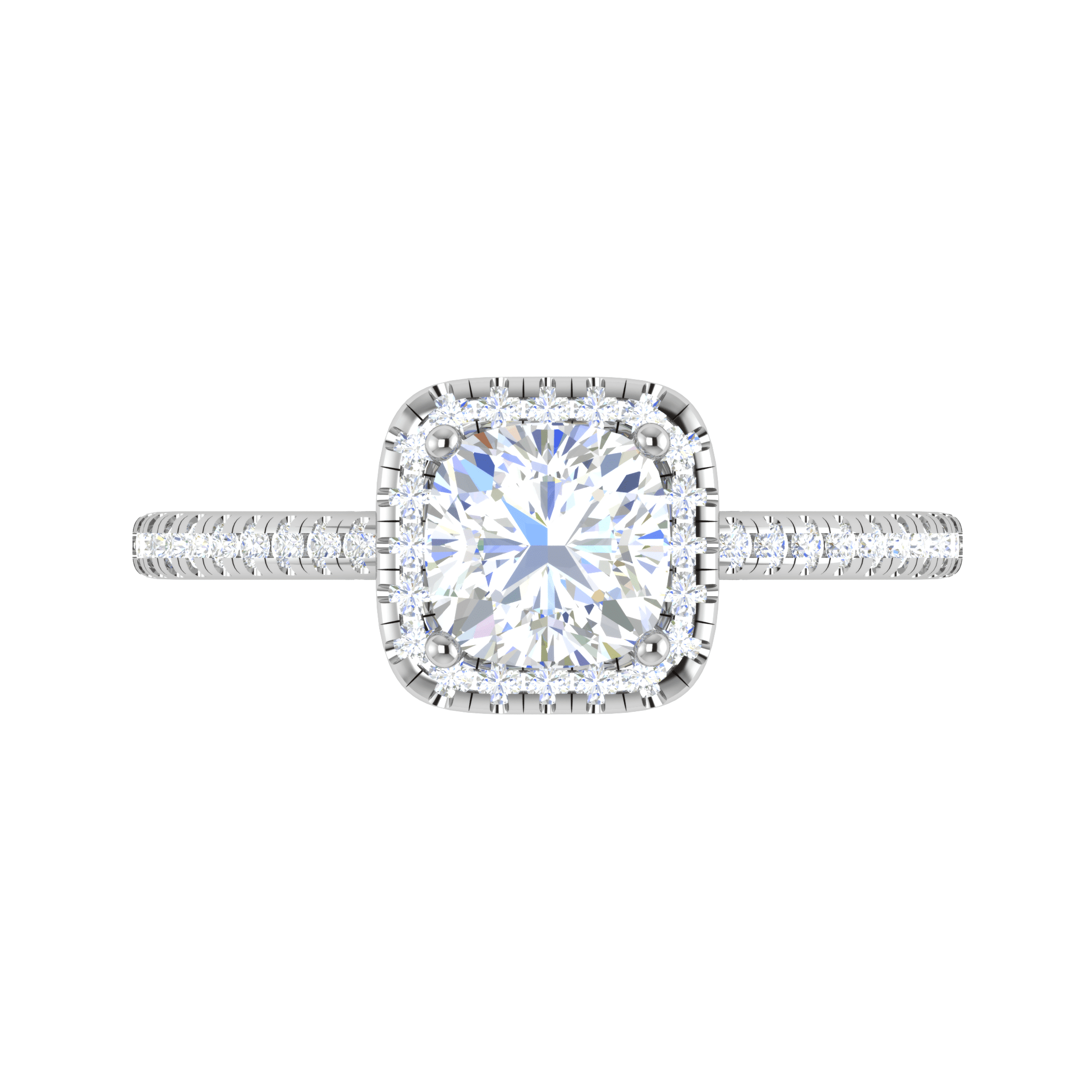 Jewelove™ Rings VVS G / Women's Band only 0.50 cts. Cushion Solitaire Halo Diamond Shank Platinum Ring JL PT RH AS 121