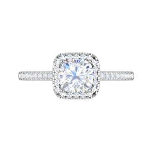 Jewelove™ Rings VVS G / Women's Band only 0.50 cts. Cushion Solitaire Halo Diamond Shank Platinum Ring JL PT RH AS 121