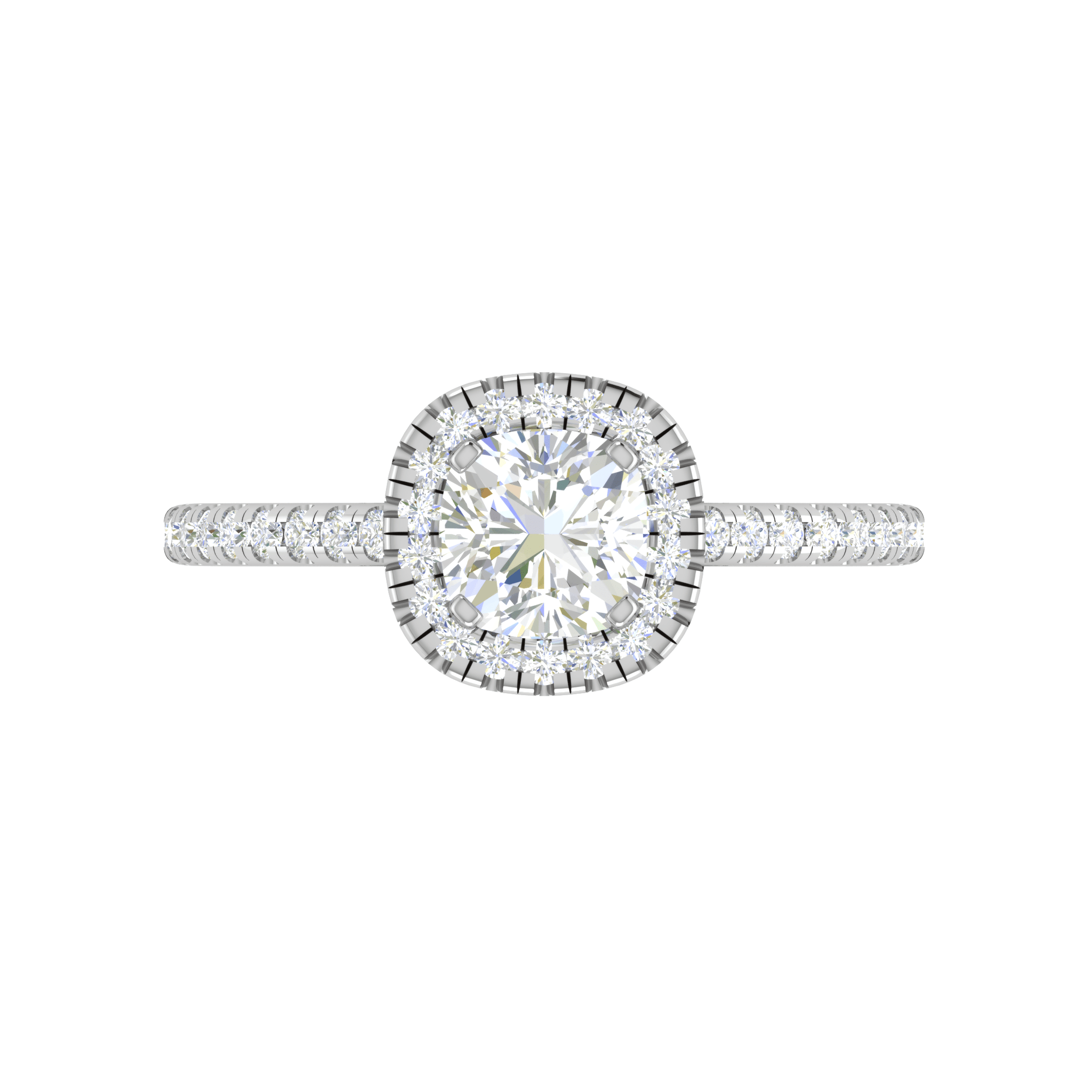 Jewelove™ Rings VVS G / Women's Band only 0.50 cts. Cushion Solitaire Halo Diamond Shank Platinum Ring JL PT RH CU 118