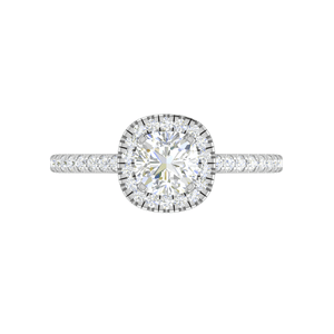 Jewelove™ Rings VVS G / Women's Band only 0.50 cts. Cushion Solitaire Halo Diamond Shank Platinum Ring JL PT RH CU 118