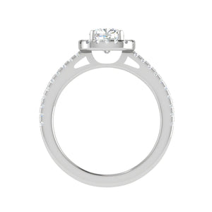 Jewelove™ Rings VVS G / Women's Band only 0.50 cts. Cushion Solitaire Halo Diamond Shank Platinum Ring JL PT RH CU 118