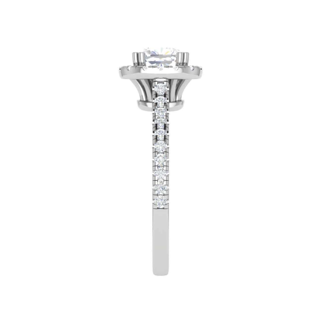 Jewelove™ Rings VVS G / Women's Band only 0.50 cts. Cushion Solitaire Halo Diamond Shank Platinum Ring JL PT RH CU 127