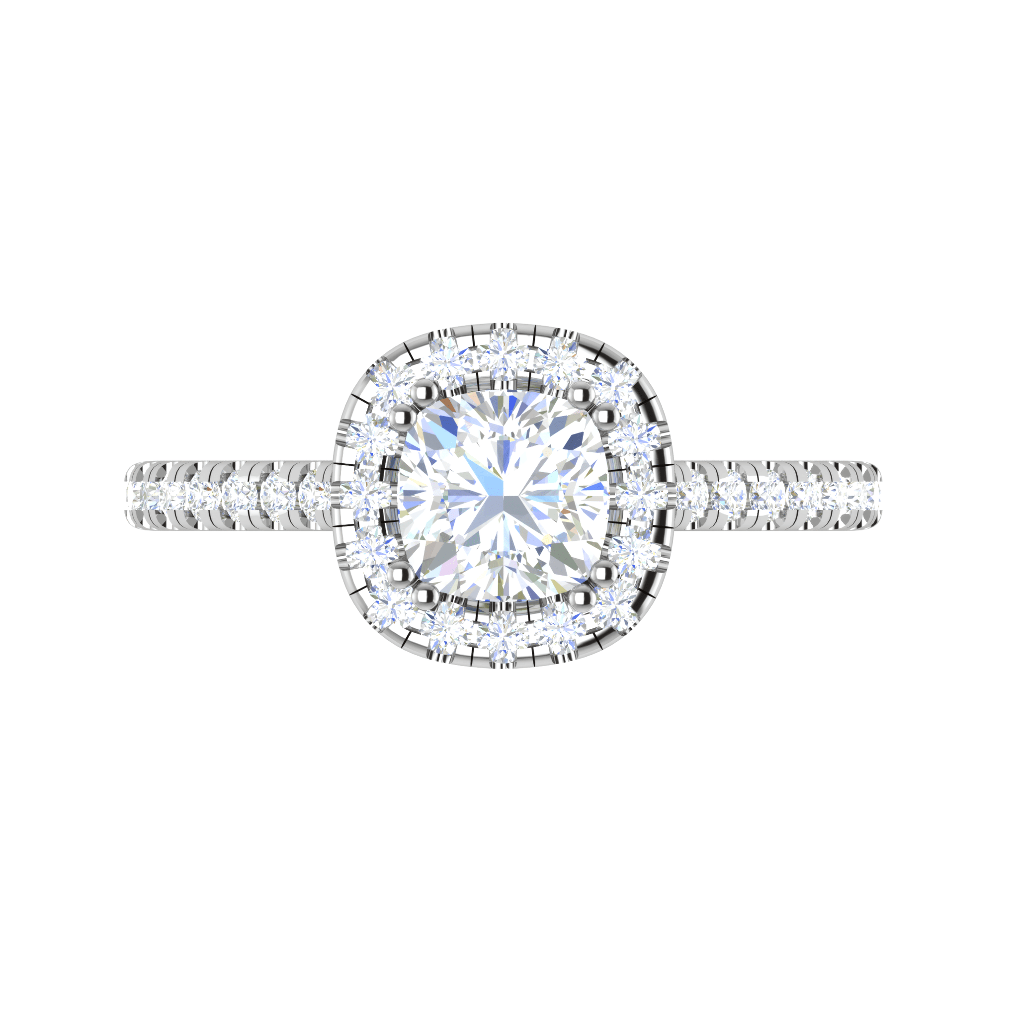 Jewelove™ Rings VVS G / Women's Band only 0.50 cts. Cushion Solitaire Halo Diamond Shank Platinum Ring JL PT RH CU 127