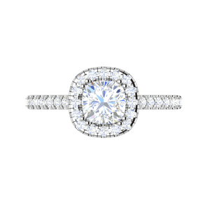 Jewelove™ Rings VVS G / Women's Band only 0.50 cts. Cushion Solitaire Halo Diamond Shank Platinum Ring JL PT RH CU 127