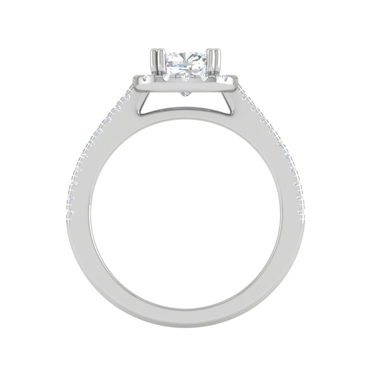 Jewelove™ Rings I VS / Women's Band only 0.50 cts. Cushion Solitaire Halo Diamond Shank Platinum Ring JL PT RH CU 129