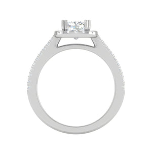 Jewelove™ Rings I VS / Women's Band only 0.50 cts. Cushion Solitaire Halo Diamond Shank Platinum Ring JL PT RH CU 129