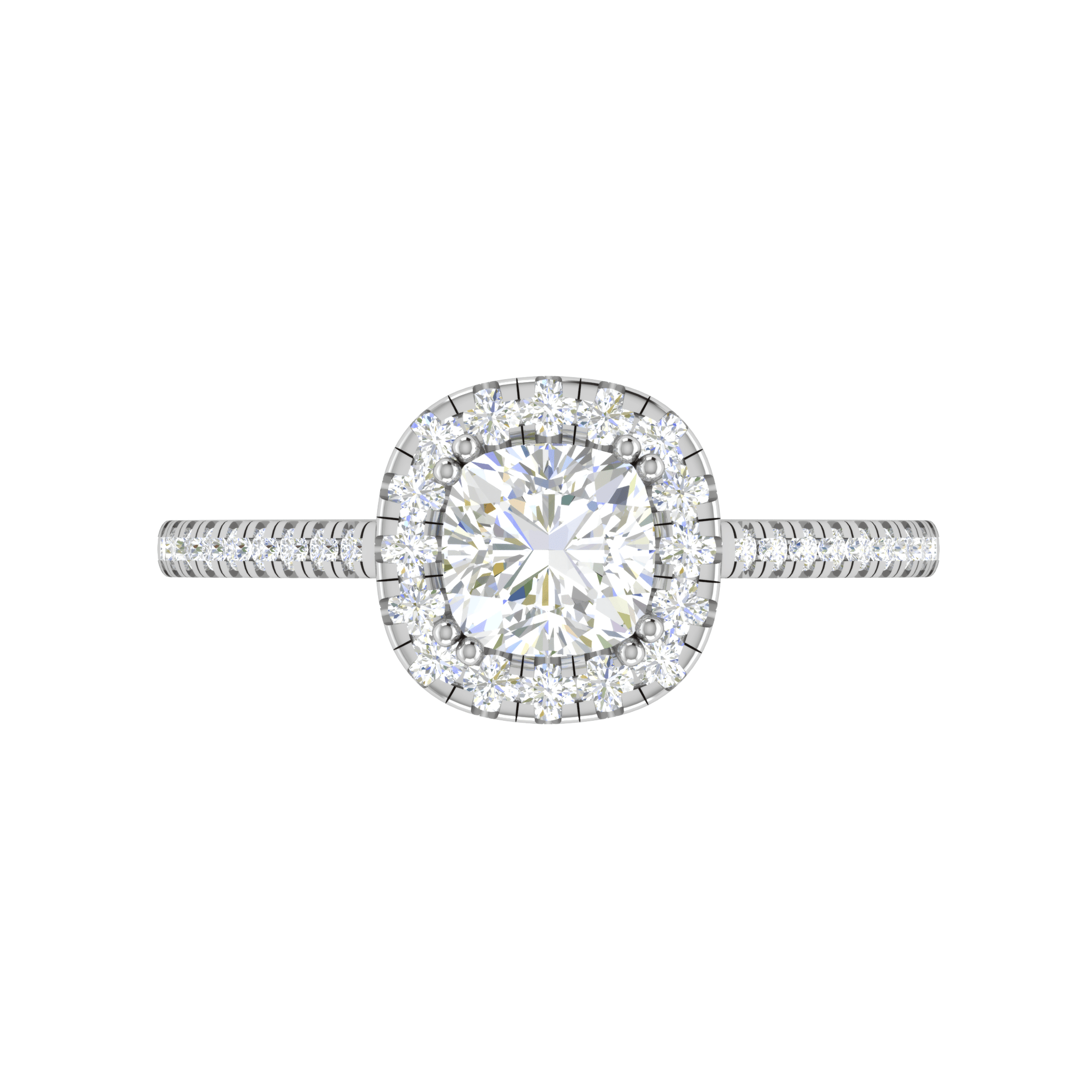 Jewelove™ Rings I VS / Women's Band only 0.50 cts. Cushion Solitaire Halo Diamond Shank Platinum Ring JL PT RH CU 129