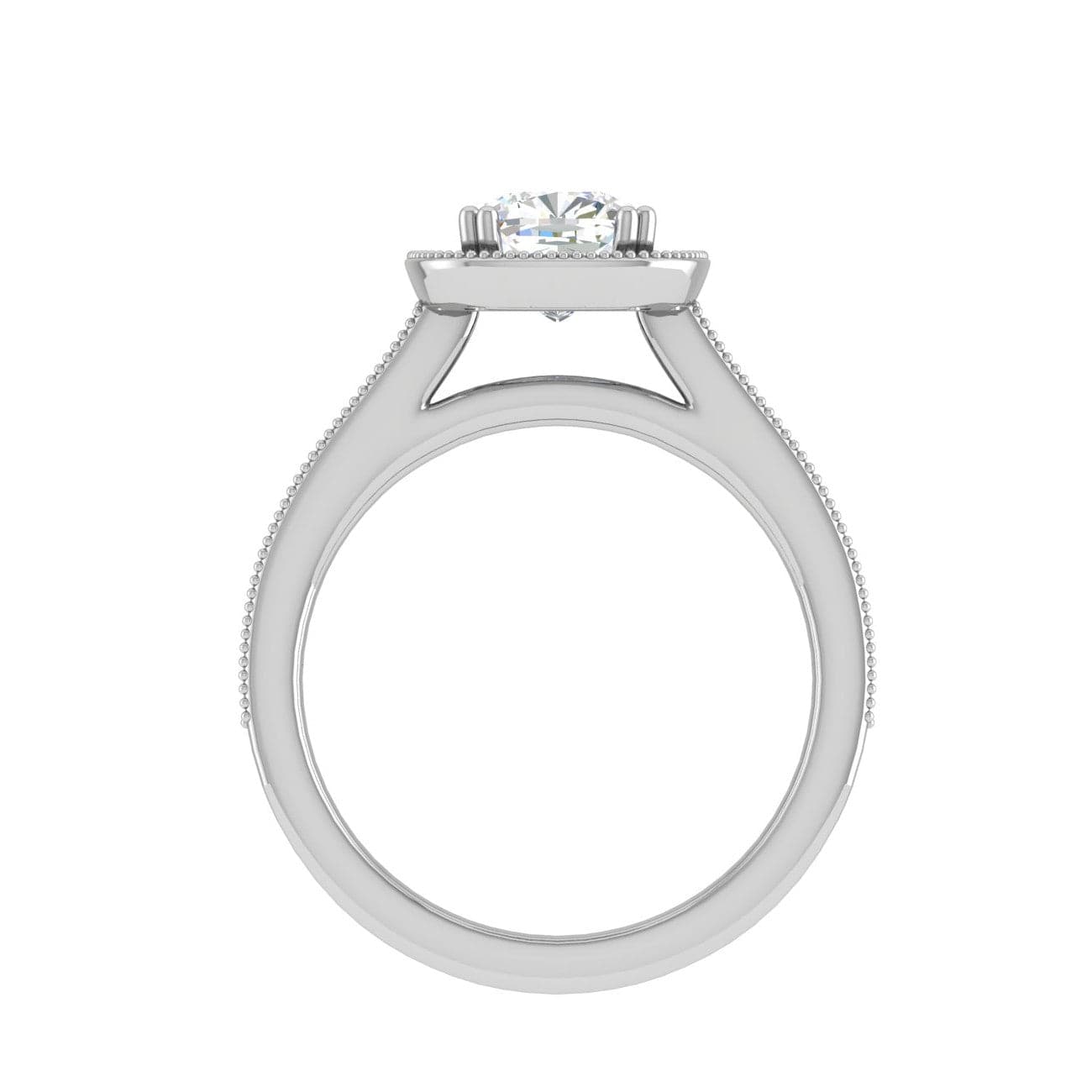 Jewelove™ Rings VVS G / Women's Band only 0.50 cts. Cushion Solitaire Halo Diamond Shank Platinum Ring JL PT RH CU 134