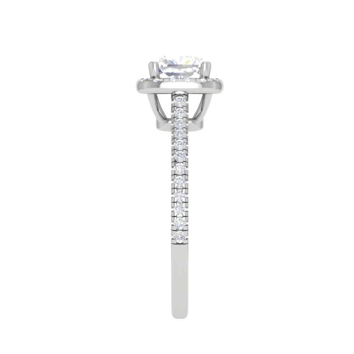 Jewelove™ Rings VVS G / Women's Band only 0.50 cts. Cushion Solitaire Halo Diamond Shank Platinum Ring JL PT RH CU 138