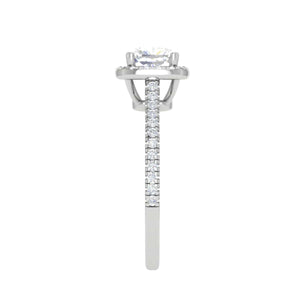 Jewelove™ Rings VVS G / Women's Band only 0.50 cts. Cushion Solitaire Halo Diamond Shank Platinum Ring JL PT RH CU 138