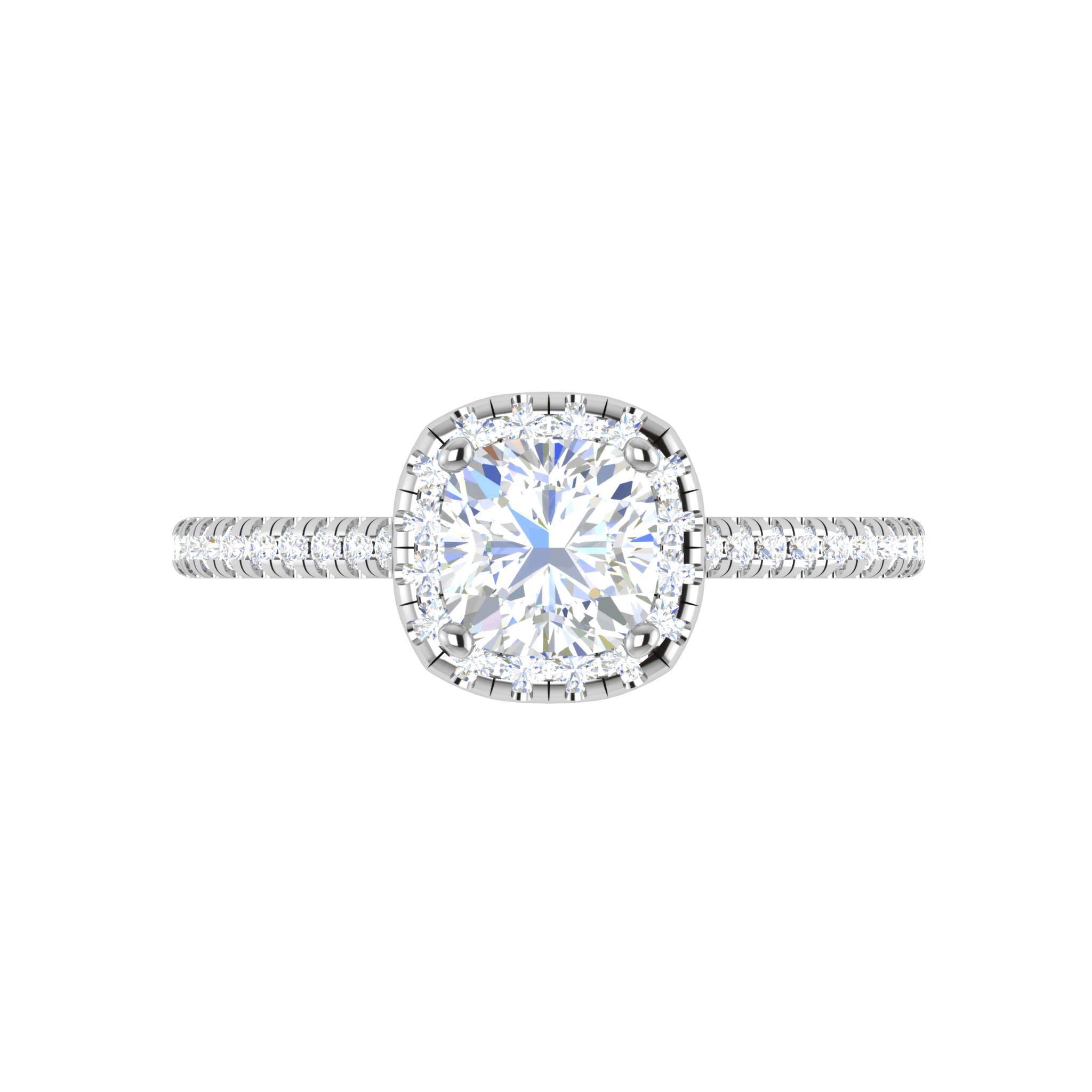 Jewelove™ Rings VVS G / Women's Band only 0.50 cts. Cushion Solitaire Halo Diamond Shank Platinum Ring JL PT RH CU 138