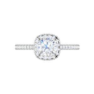 Jewelove™ Rings VVS G / Women's Band only 0.50 cts. Cushion Solitaire Halo Diamond Shank Platinum Ring JL PT RH CU 138