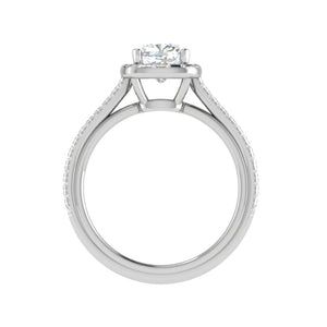 Jewelove™ Rings VVS G / Women's Band only 0.50 cts. Cushion Solitaire Halo Diamond Shank Platinum Ring JL PT RH CU 138