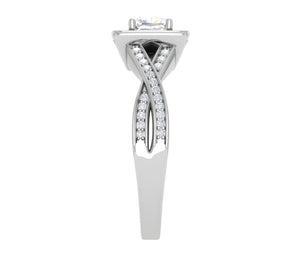 Jewelove™ Rings VVS G / Women's Band only 0.50 cts Cushion Solitaire Halo Diamond Twisted Shank Platinum Ring JL PT RH CU 255