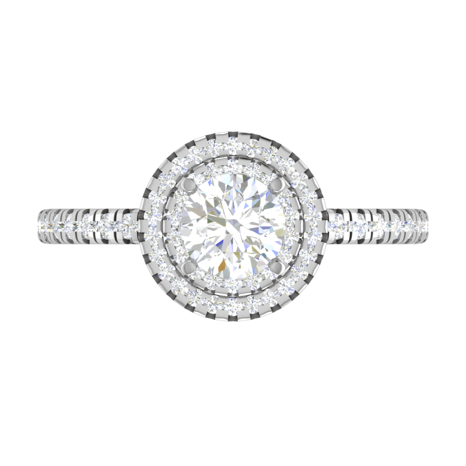 Jewelove™ Rings J VS / Women's Band only 0.50 cts. Double Halo Diamond Shank Platinum Solitaire Ring JL PT RH RD 220