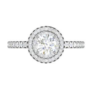 Jewelove™ Rings J VS / Women's Band only 0.50 cts. Double Halo Diamond Shank Platinum Solitaire Ring JL PT RH RD 220