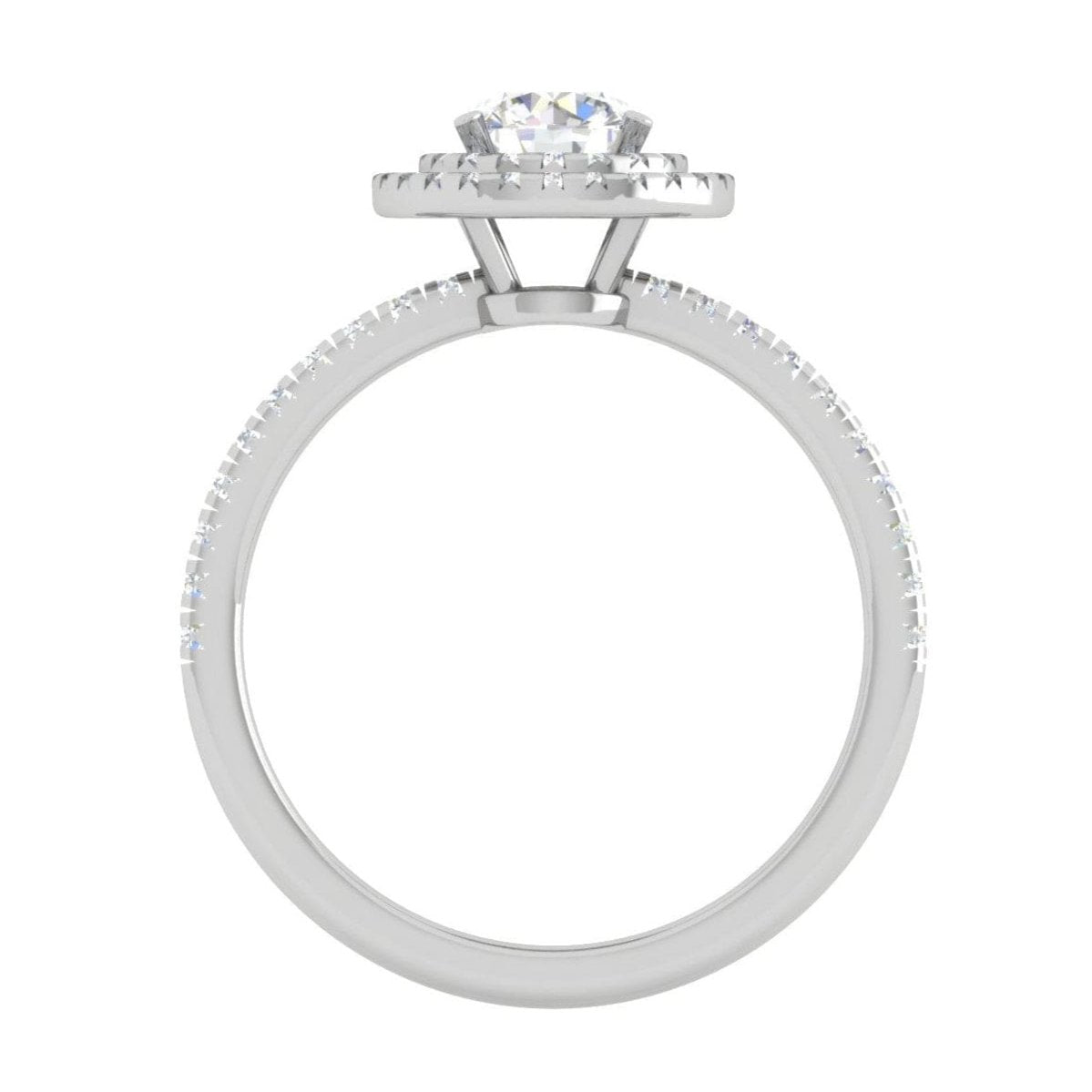 Jewelove™ Rings J VS / Women's Band only 0.50 cts. Double Halo Diamond Shank Platinum Solitaire Ring JL PT RH RD 220