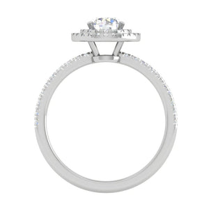 Jewelove™ Rings J VS / Women's Band only 0.50 cts. Double Halo Diamond Shank Platinum Solitaire Ring JL PT RH RD 220