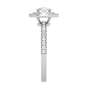 Jewelove™ Rings J VS / Women's Band only 0.50 cts. Double Halo Diamond Shank Platinum Solitaire Ring JL PT RH RD 220