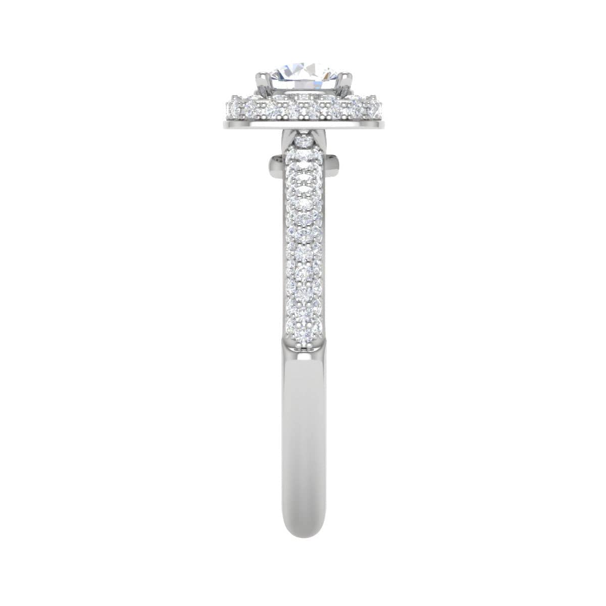 Jewelove™ Rings J VS / Women's Band only 0.50 cts Double Square Diamond Split Solitaire Platinum Ring JL PT RH RD 231