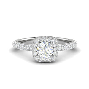 Jewelove™ Rings J VS / Women's Band only 0.50 cts Double Square Diamond Split Solitaire Platinum Ring JL PT RH RD 231