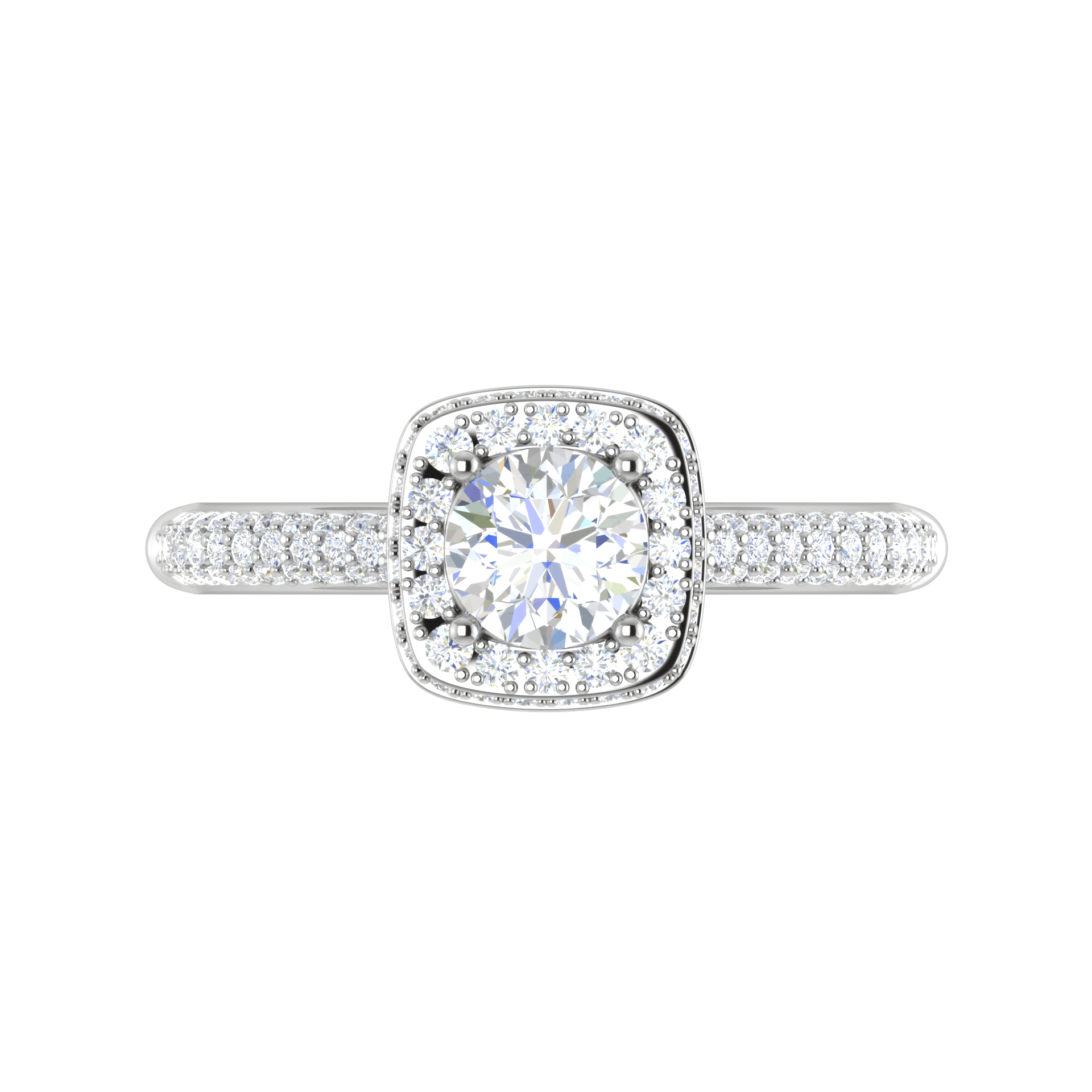 Jewelove™ Rings J VS / Women's Band only 0.50 cts Double Square Diamond Split Solitaire Platinum Ring JL PT RH RD 231