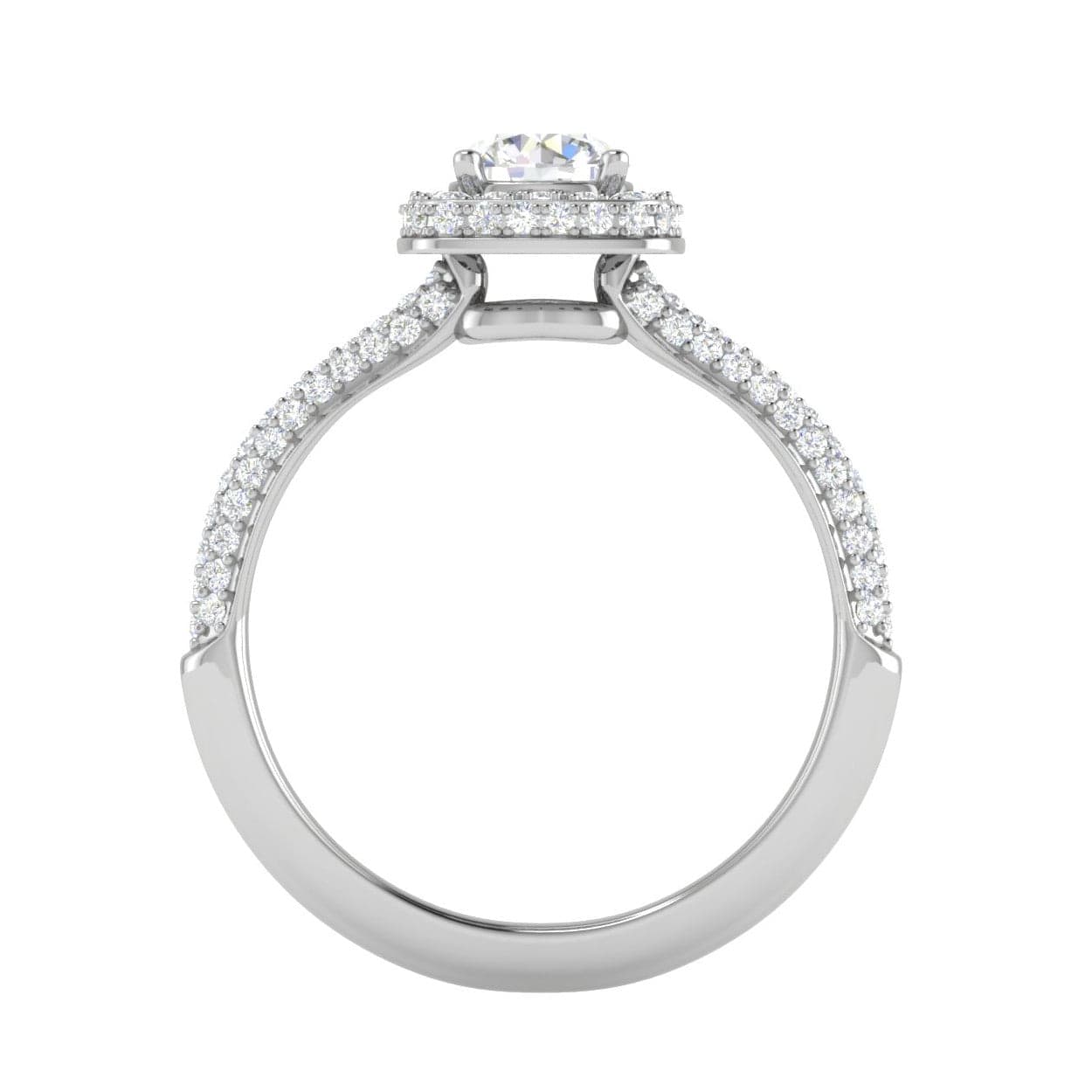 Jewelove™ Rings J VS / Women's Band only 0.50 cts Double Square Diamond Split Solitaire Platinum Ring JL PT RH RD 231