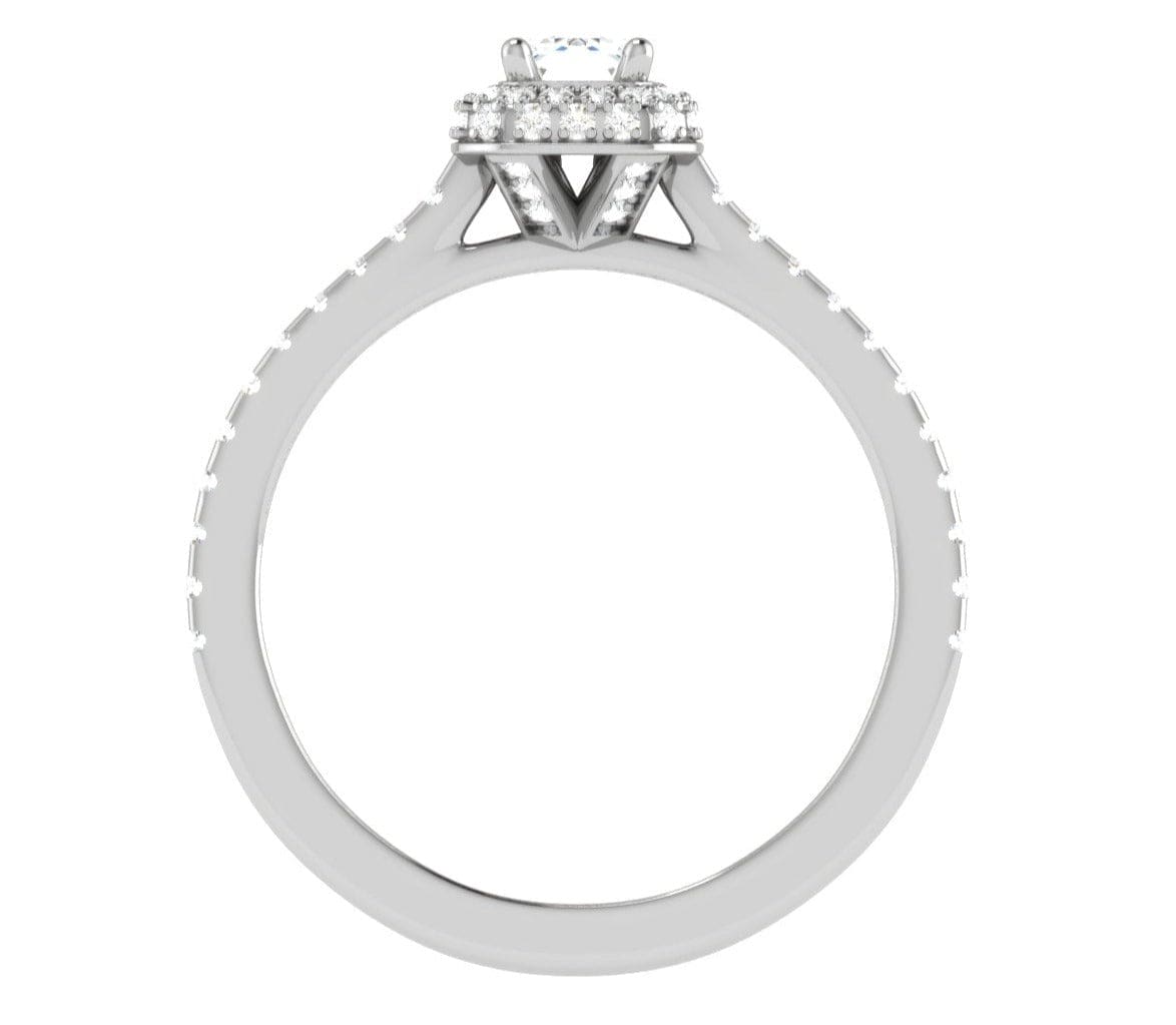 Jewelove™ Rings E VVS / Women's Band only 0.50 cts Emerald Cut Diamond Double Halo Shank Platinum Ring JL PT RH EM 287