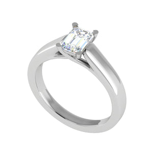 Jewelove™ Rings E VVS / Women's Band only 0.50 cts Emerald Cut Solitaire Diamond Platinum Ring JL PT RS EM 127-A