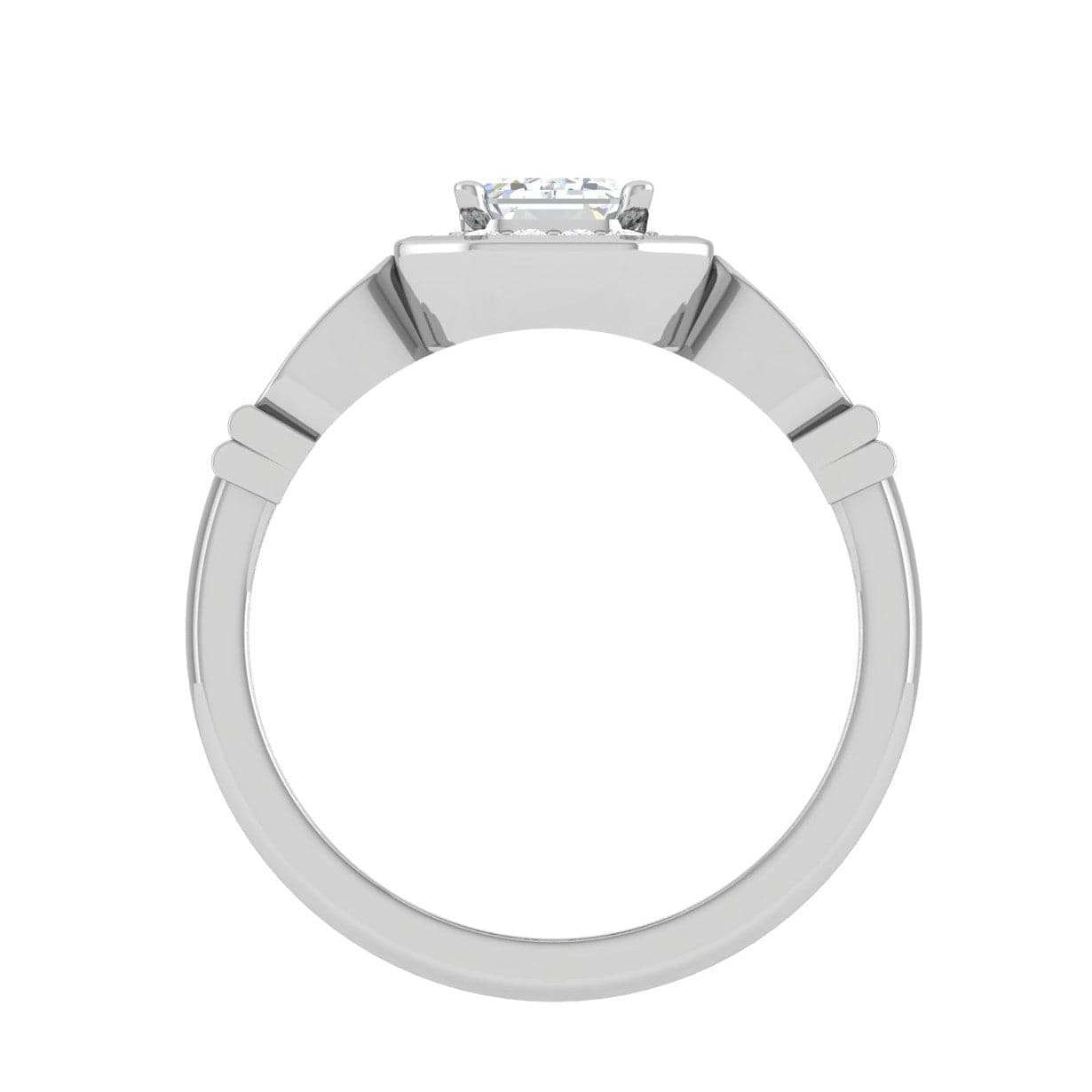 Jewelove™ Rings E VVS / Women's Band only 0.50 cts. Emerald Cut Solitaire Halo Diamond Shank Platinum Ring JL PT RM EM 160