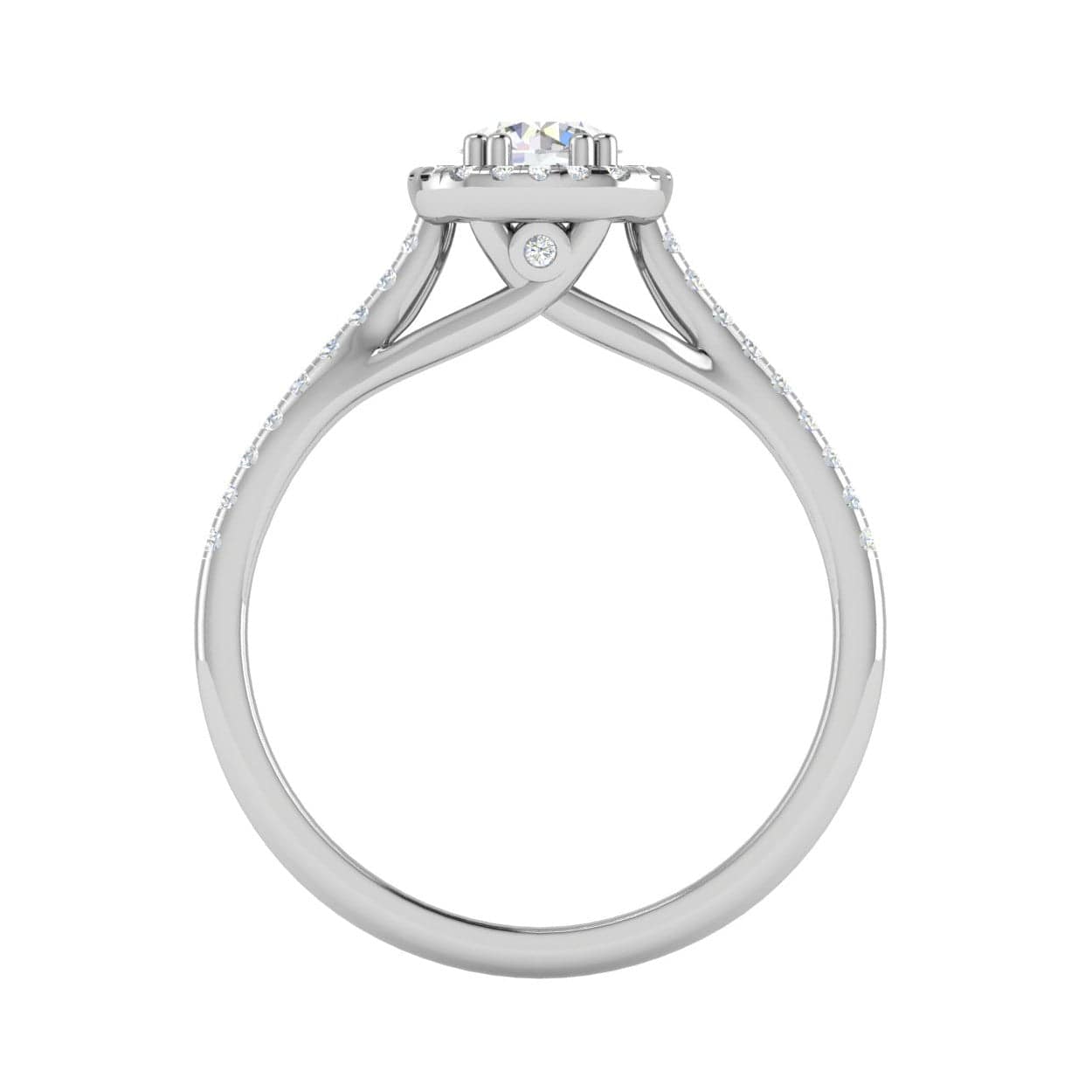 Jewelove™ Rings J VS / Women's Band only 0.50 cts Halo Diamond Shank Solitaire Platinum Diamond Ring JL PT RH RD 186