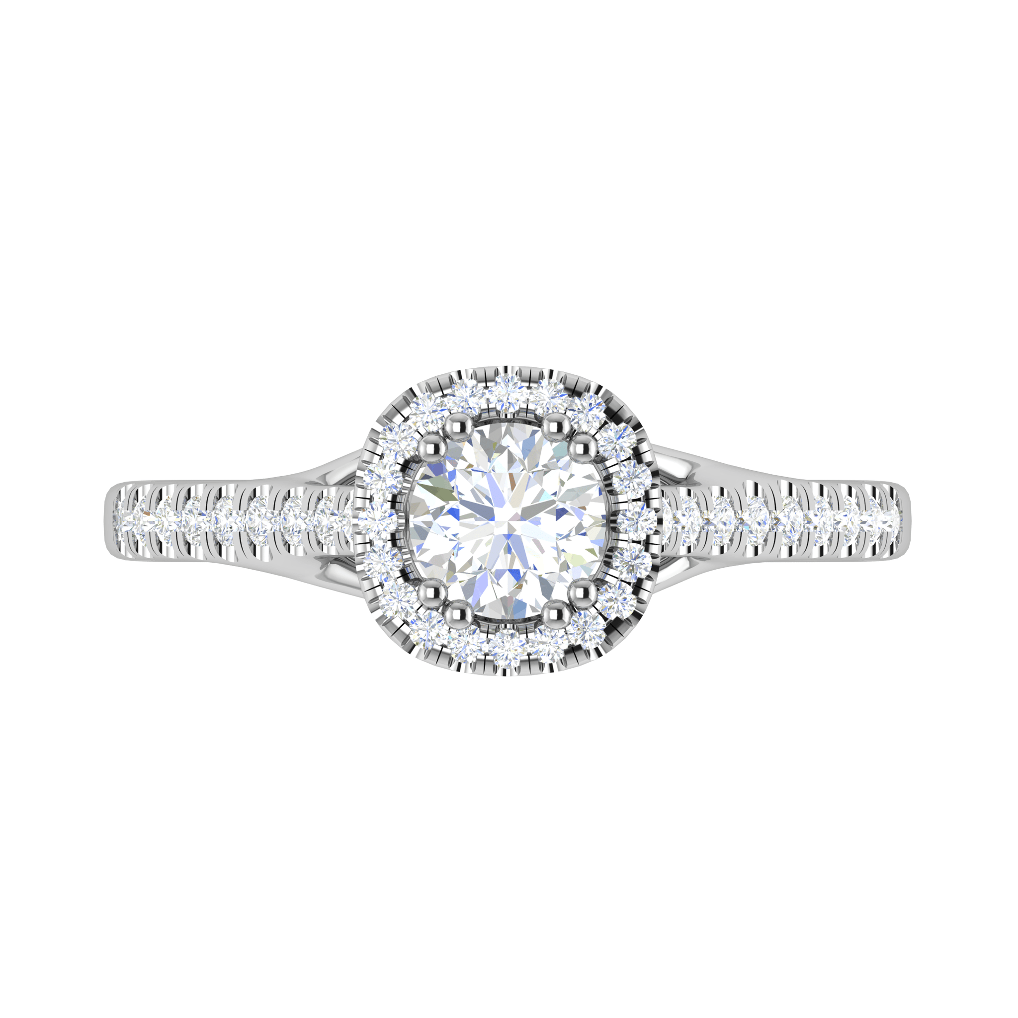 Jewelove™ Rings J VS / Women's Band only 0.50 cts Halo Diamond Shank Solitaire Platinum Diamond Ring JL PT RH RD 186