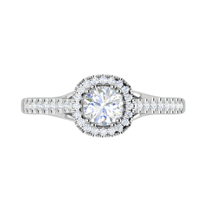 Jewelove™ Rings J VS / Women's Band only 0.50 cts Halo Diamond Shank Solitaire Platinum Diamond Ring JL PT RH RD 186