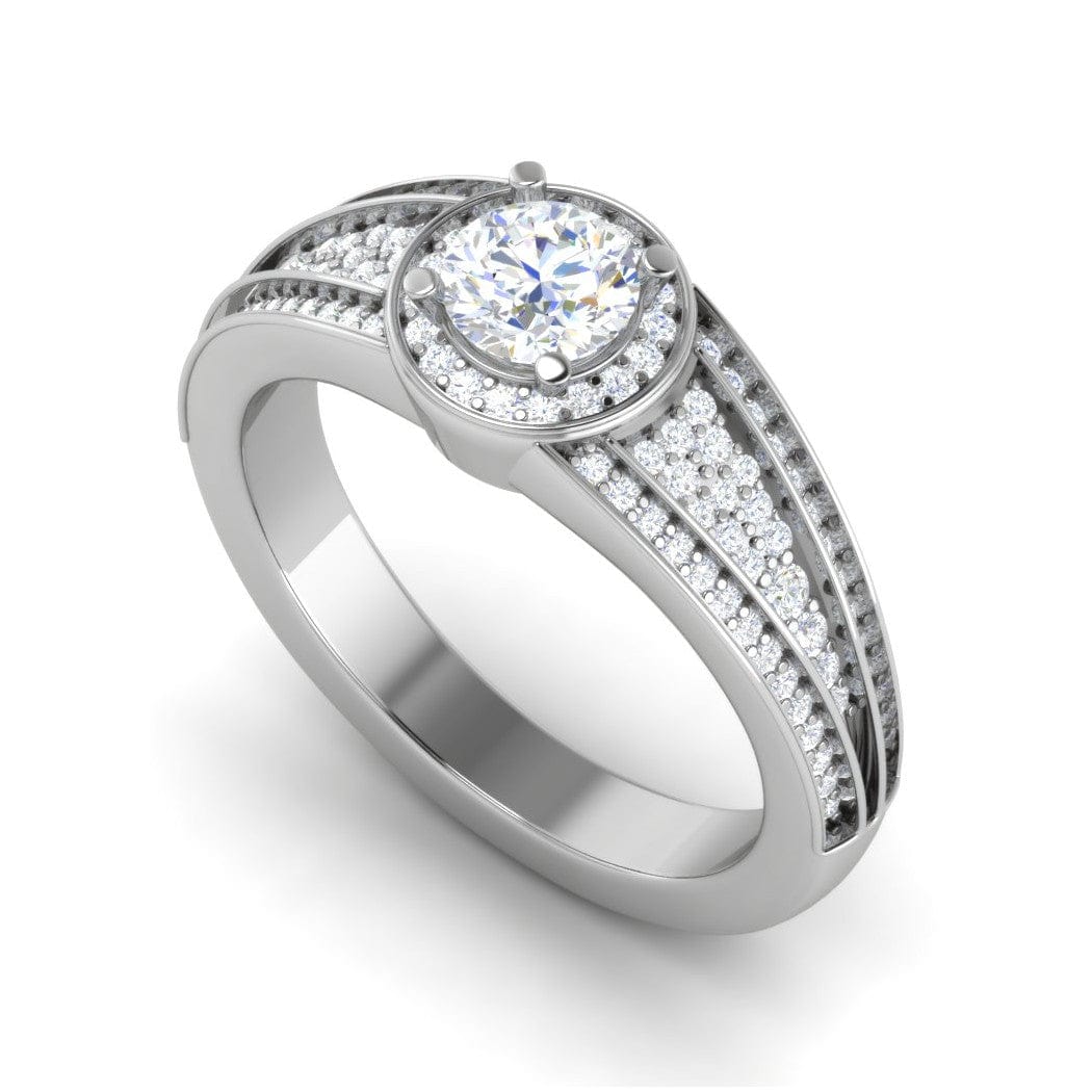 Jewelove™ Rings J VS / Women's Band only 0.50 cts Halo Diamond Split Shank Solitaire Platinum Diamond Ring JL PT RH RD 197