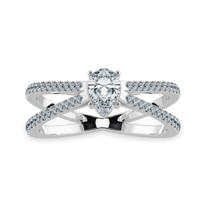 Jewelove™ Rings I VS / Women's Band only 0.50 cts Pear Cut Solitaire Diamond Split Shank Platinum Ring JL PT 1175-A