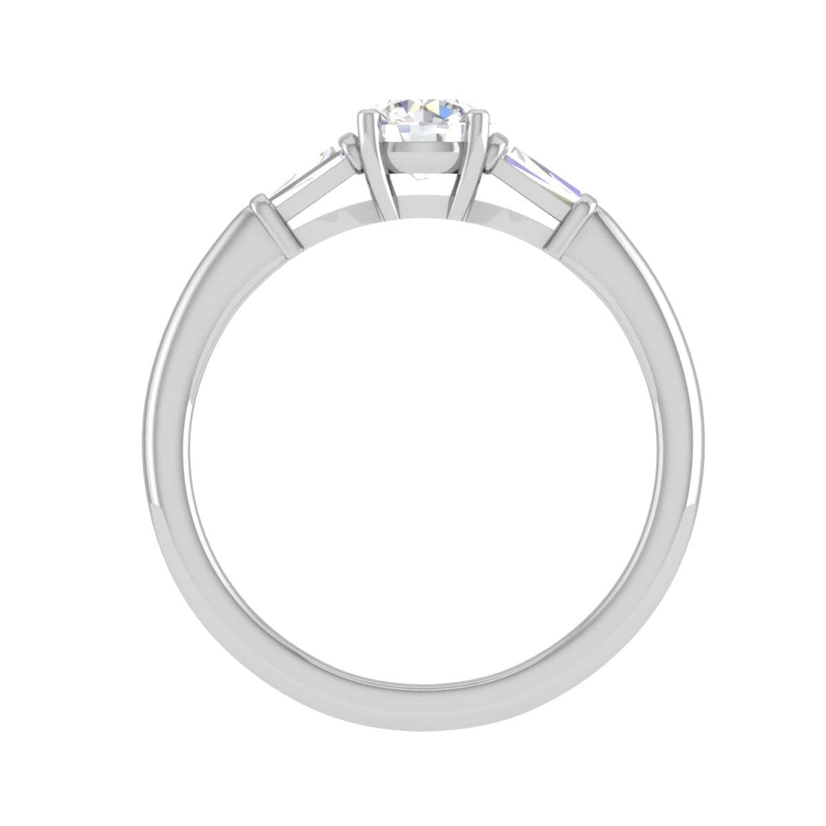 Jewelove™ Rings J VS / Women's Band only 0.50 cts. Platinum Solitaire Diamond Ring with Baguette Accents JL PT R3 RD 116