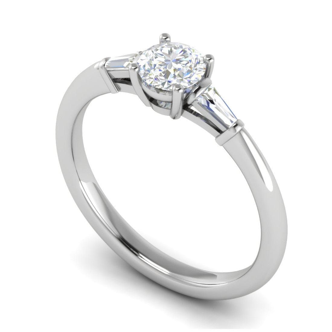 Jewelove™ Rings J VS / Women's Band only 0.50 cts. Platinum Solitaire Diamond Ring with Baguette Accents JL PT R3 RD 116