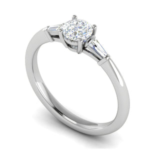 Jewelove™ Rings J VS / Women's Band only 0.50 cts. Platinum Solitaire Diamond Ring with Baguette Accents JL PT R3 RD 116