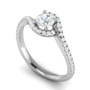 Jewelove™ Rings J VS / Women's Band only 0.50 cts. Platinum Solitaire Ring with Twisted Diamond Shank JL PT RH RD 225