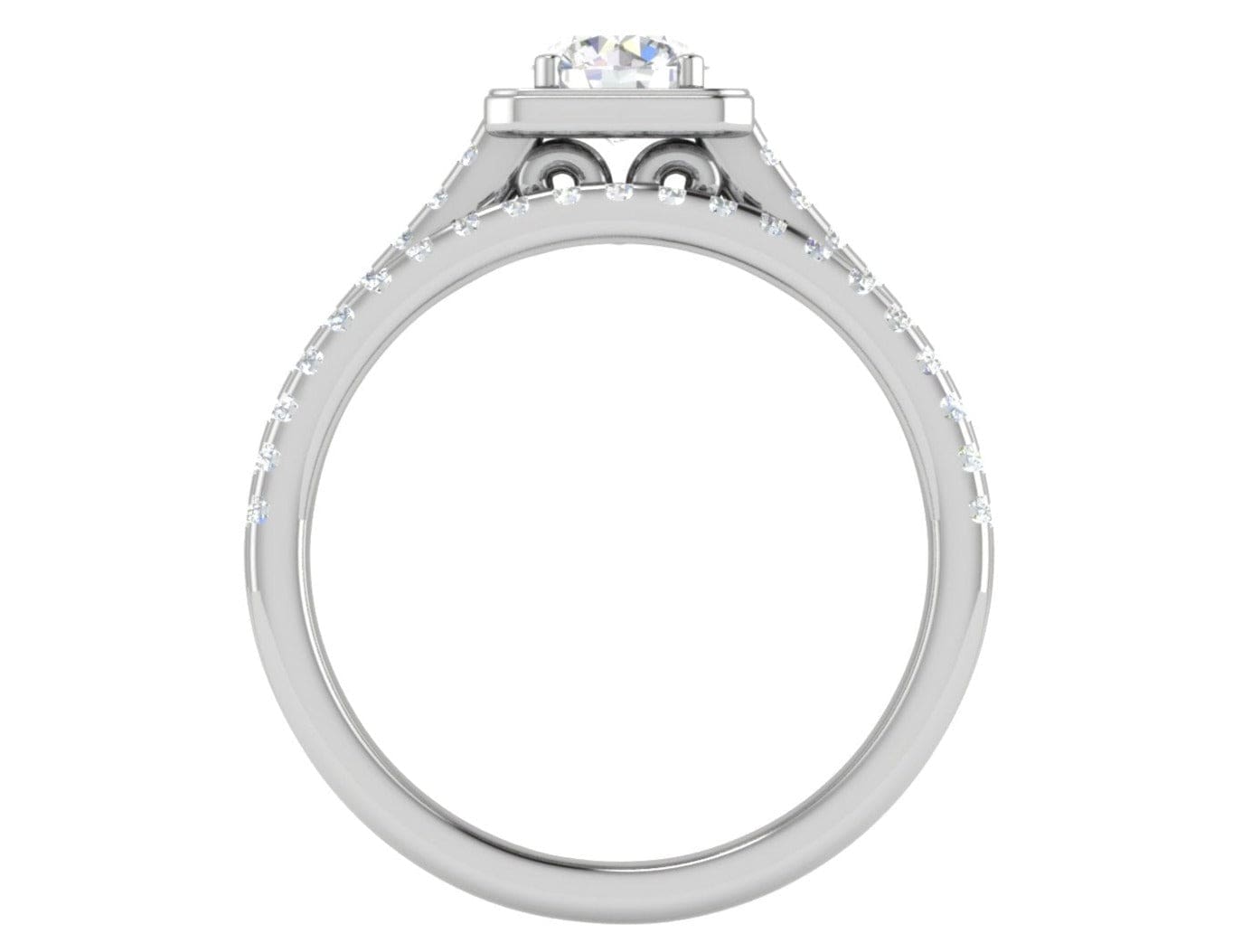 Jewelove™ Rings Women's Ring only / J VS 0.50 cts Platinum Solitaire Square Halo Split Ring for Women JL PT RH RD 300