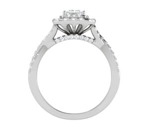 Jewelove™ Rings I VS / Women's Band only 0.50 cts Princess Cut Solitaire Double Halo Diamond Twisted Shank Platinum Ring JL PT RH PR 259