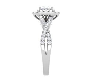 Jewelove™ Rings I VS / Women's Band only 0.50 cts Princess Cut Solitaire Double Halo Diamond Twisted Shank Platinum Ring JL PT RH PR 259