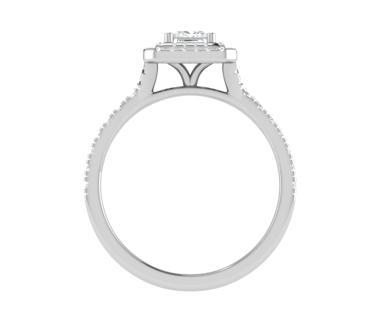 Jewelove™ Rings I VS / Women's Band only 0.50 cts Princess Cut Solitaire Double Square Halo Shank Platinum Ring JL PT RH PR 241