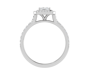 Jewelove™ Rings I VS / Women's Band only 0.50 cts Princess Cut Solitaire Double Square Halo Shank Platinum Ring JL PT RH PR 241