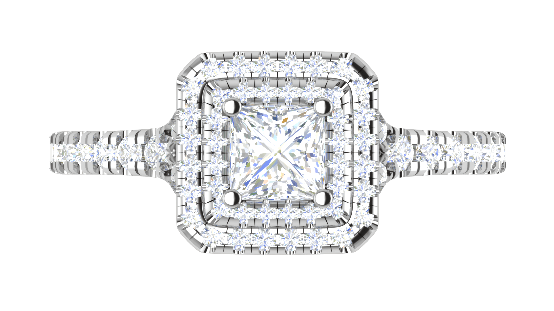 Jewelove™ Rings I VS / Women's Band only 0.50 cts Princess Cut Solitaire Double Square Halo Shank Platinum Ring JL PT RH PR 241