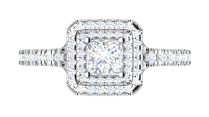 Jewelove™ Rings I VS / Women's Band only 0.50 cts Princess Cut Solitaire Double Square Halo Shank Platinum Ring JL PT RH PR 241