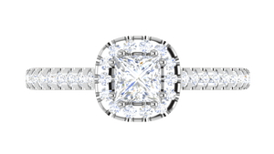 Jewelove™ Rings I VS / Women's Band only 0.50 cts Princess Cut Solitaire Halo Diamond Shank Platinum Ring JL PT RH PR 283